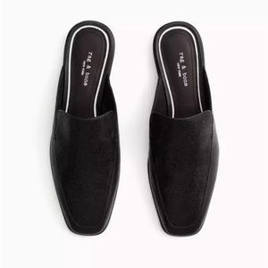 rag & bone Black Leather Mules